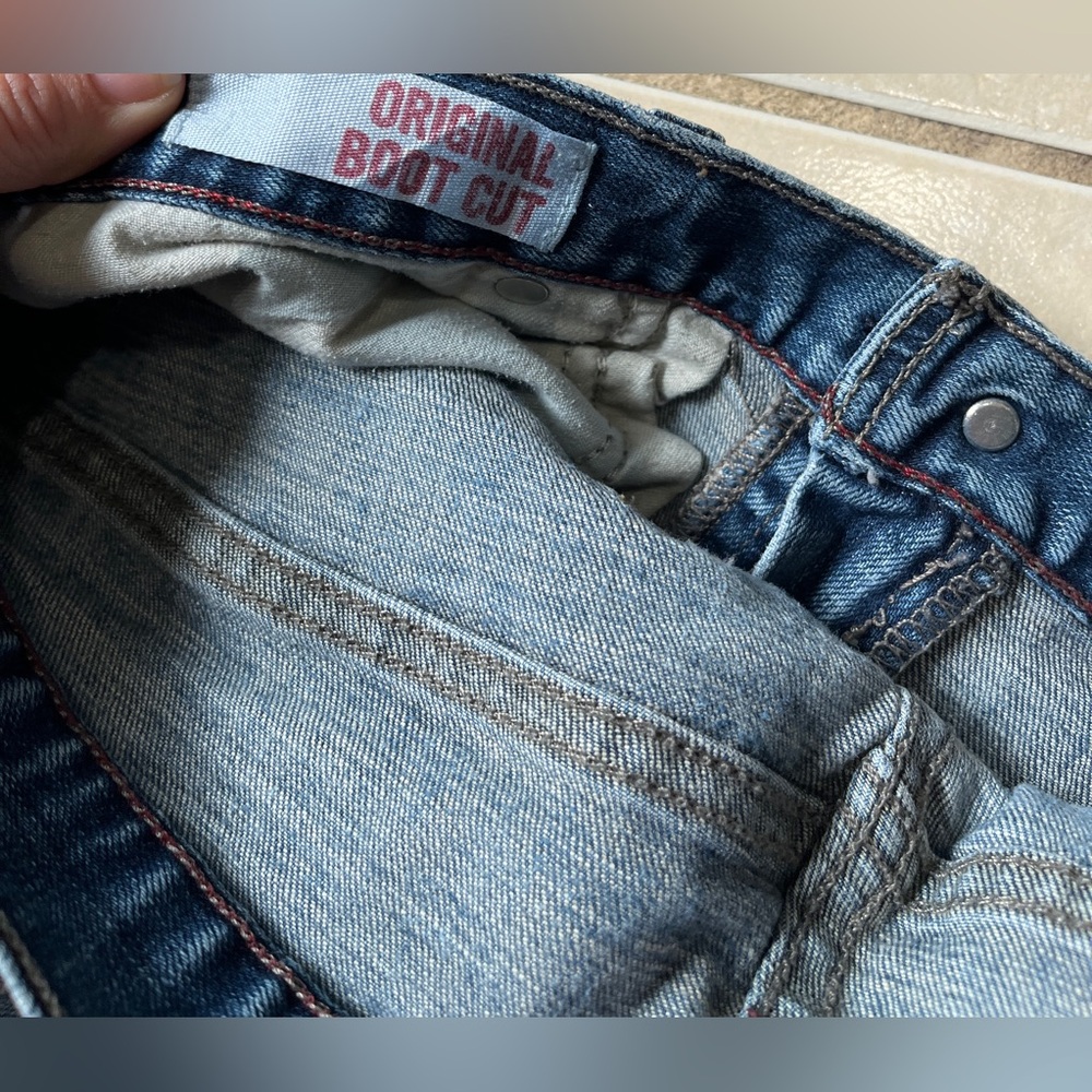 Vintage Arizona Men’s Jeans Bootcut Flare Denim Size 34x30 Mid Wash - Picture 14 of 15